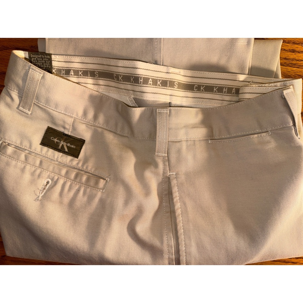 Calvin Klein CK Khakis Mens Wrinkle Free Plain Front Enzyme Wash Pants 29x30 - Picture 2 of 3